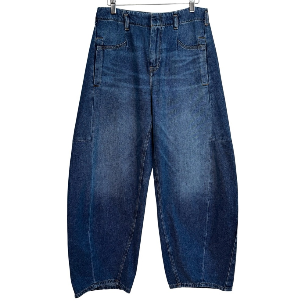 Pilcro Anthropologie The Georgia High Rise Barrel Leg Jeans Women Size 28 Petite